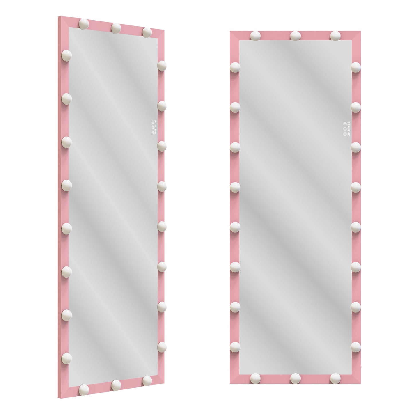 62.6-inch x 23.3-inch pink Hollywood illuminated full body vanity mirror with 3 color modesstanding floor mirror touch control - Korvel
