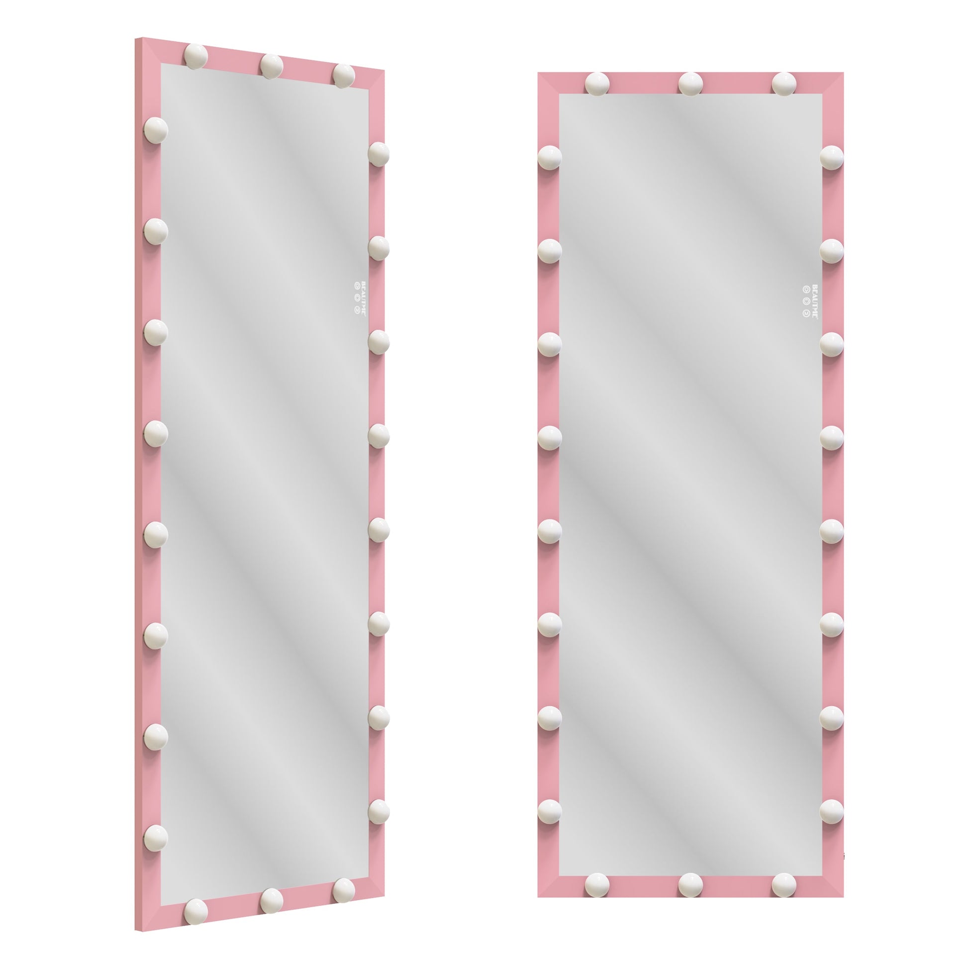 62.6-inch x 23.3-inch pink Hollywood illuminated full body vanity mirror with 3 color modesstanding floor mirror touch control - Korvel