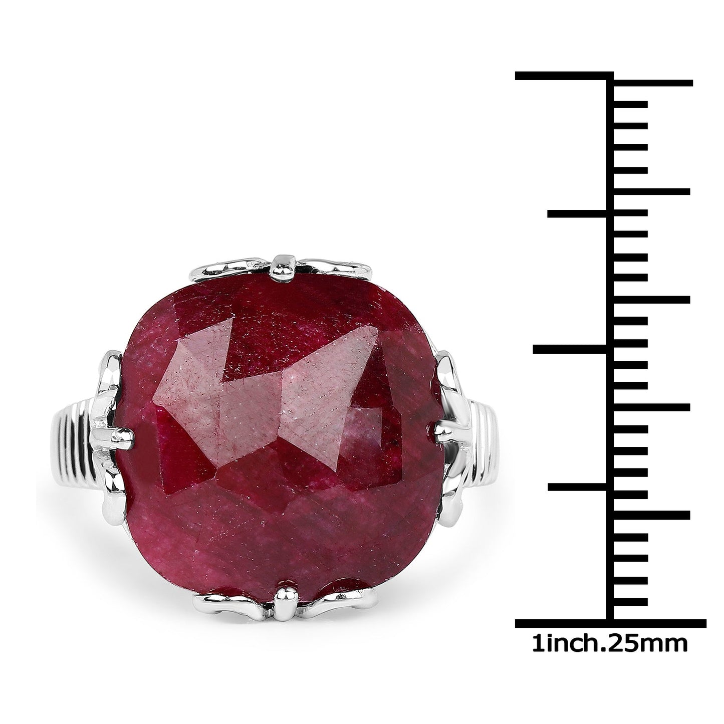 Bague de fiançailles en argent sterling .925 avec rubis teinté de 13,65 carats