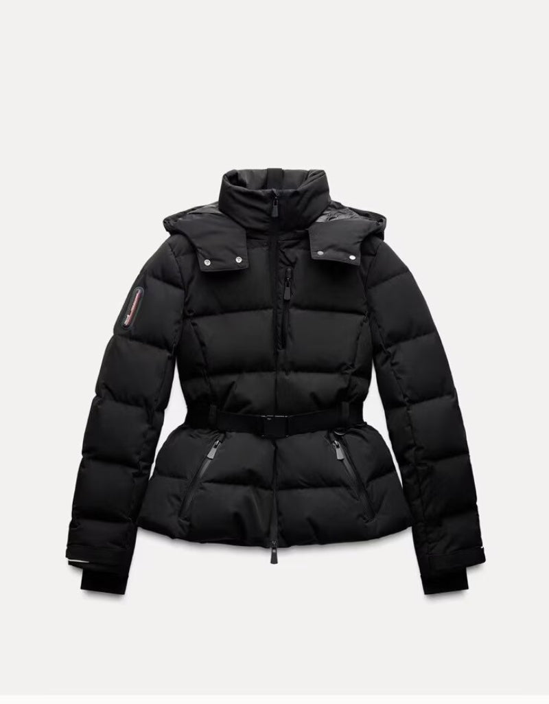 Premium Warm Cotton Ski Suit with Belt and Stand-up Collar