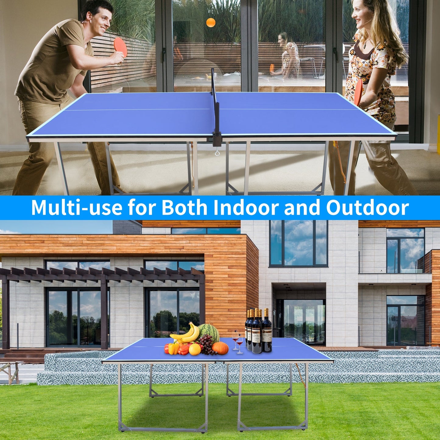 6ft Foldable Portable Table Tennis Table Set
