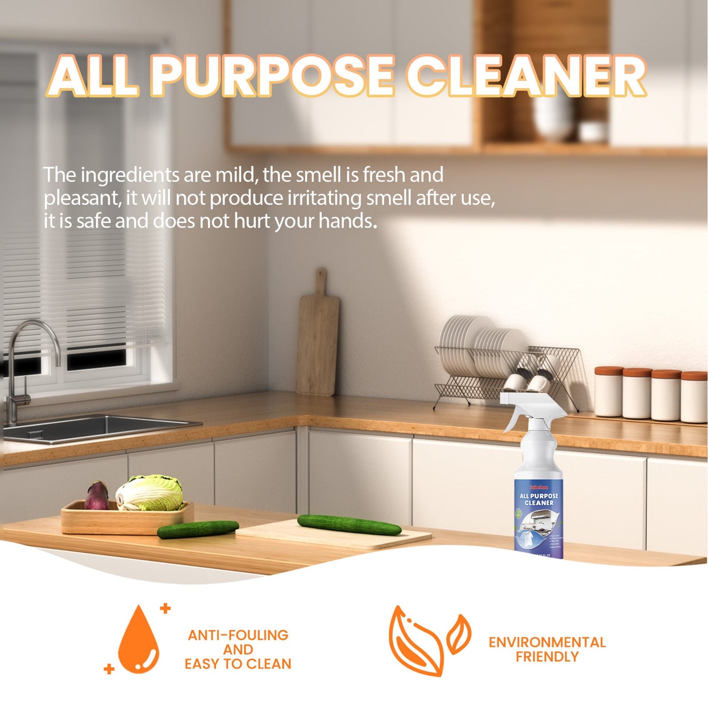 All Purpose Cleaner, Kitchen Range Hood Tile Wall Stubborn Oil Multi-Functional Detergent Detergent - Korvel