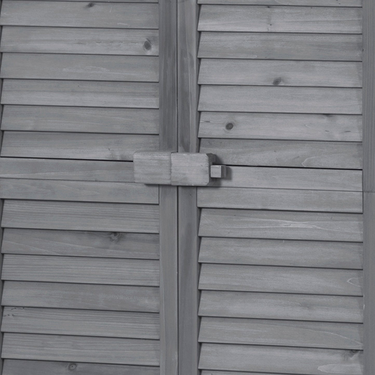 Wooden Garden Shed 3-tier Patio Storage Cabinet Outdoor Organizer Wooden Lockers with Fir Wood (Gray Wood Color -Shutter Design) - Korvel