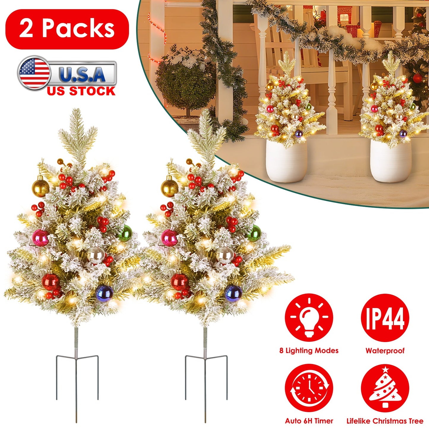 Relleno de Urna de Árbol de Navidad Iluminado con Berries y Luces LED