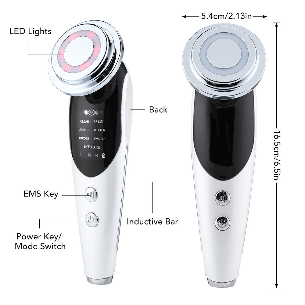 7-in-1 EMS Micro-Current Color Light Vibration LED Beauty Cleansing Import Instrument Face Lift Essence Import Instrument - Korvel