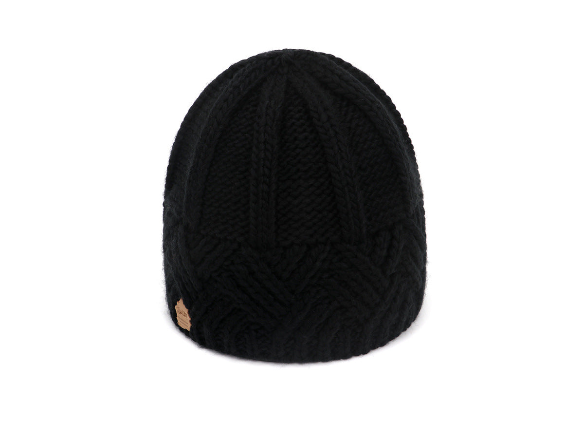 European and American retro style diamond grid coarse needle knitted hat for men and women, fashionable autumn and winter knitted hat - Korvel