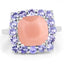 Bague en argent sterling avec pierre de lune pêche et tanzanite de 6,70 carats