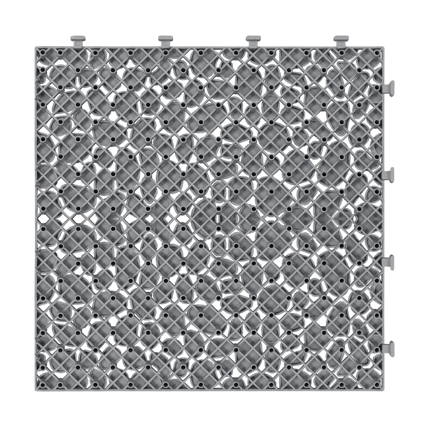 12 x 12 inch gray interlocking deck tiles, plastic waterproof pebble pattern, pack of 12 pieces - Korvel