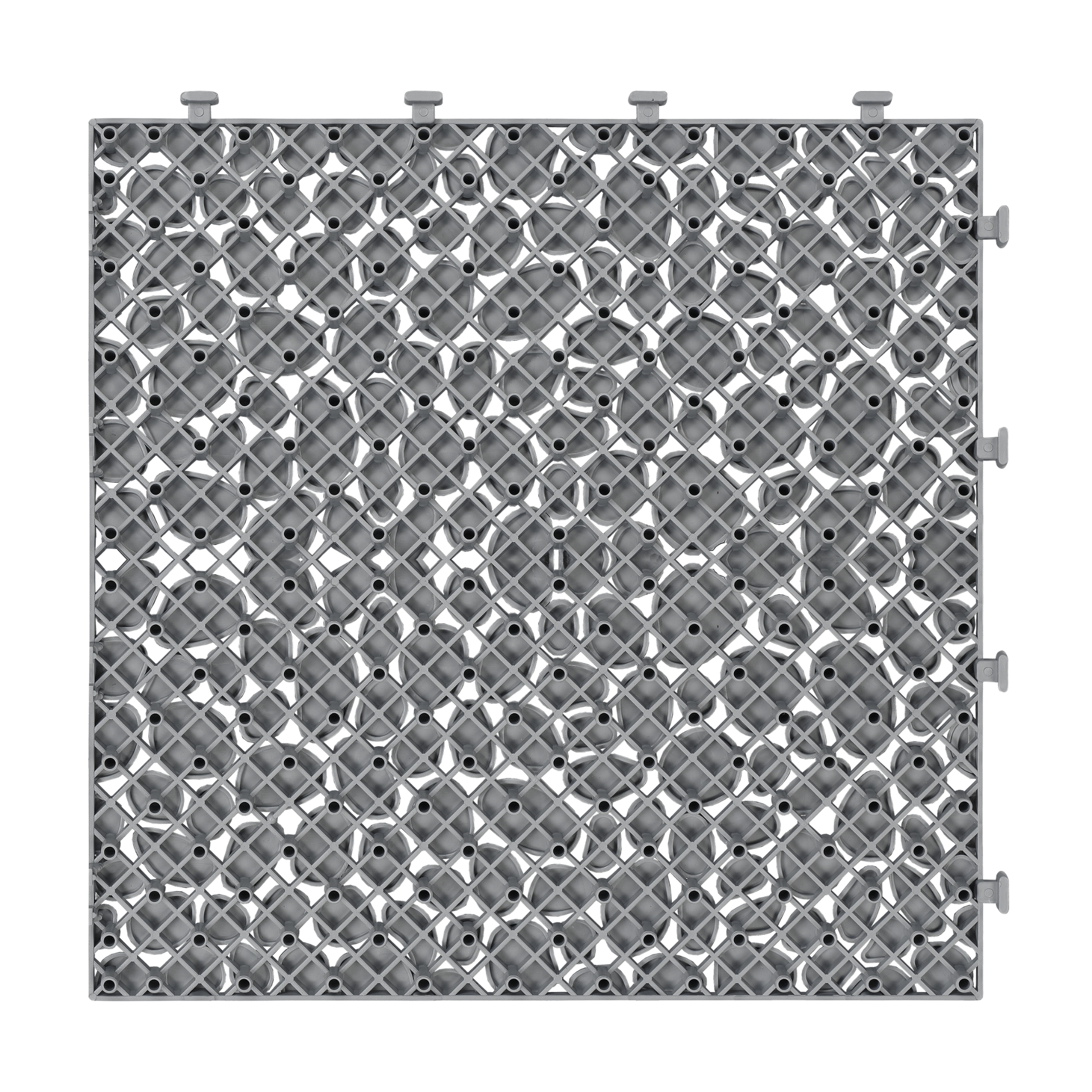 12 x 12 inch gray interlocking deck tiles, plastic waterproof pebble pattern, pack of 12 pieces - Korvel