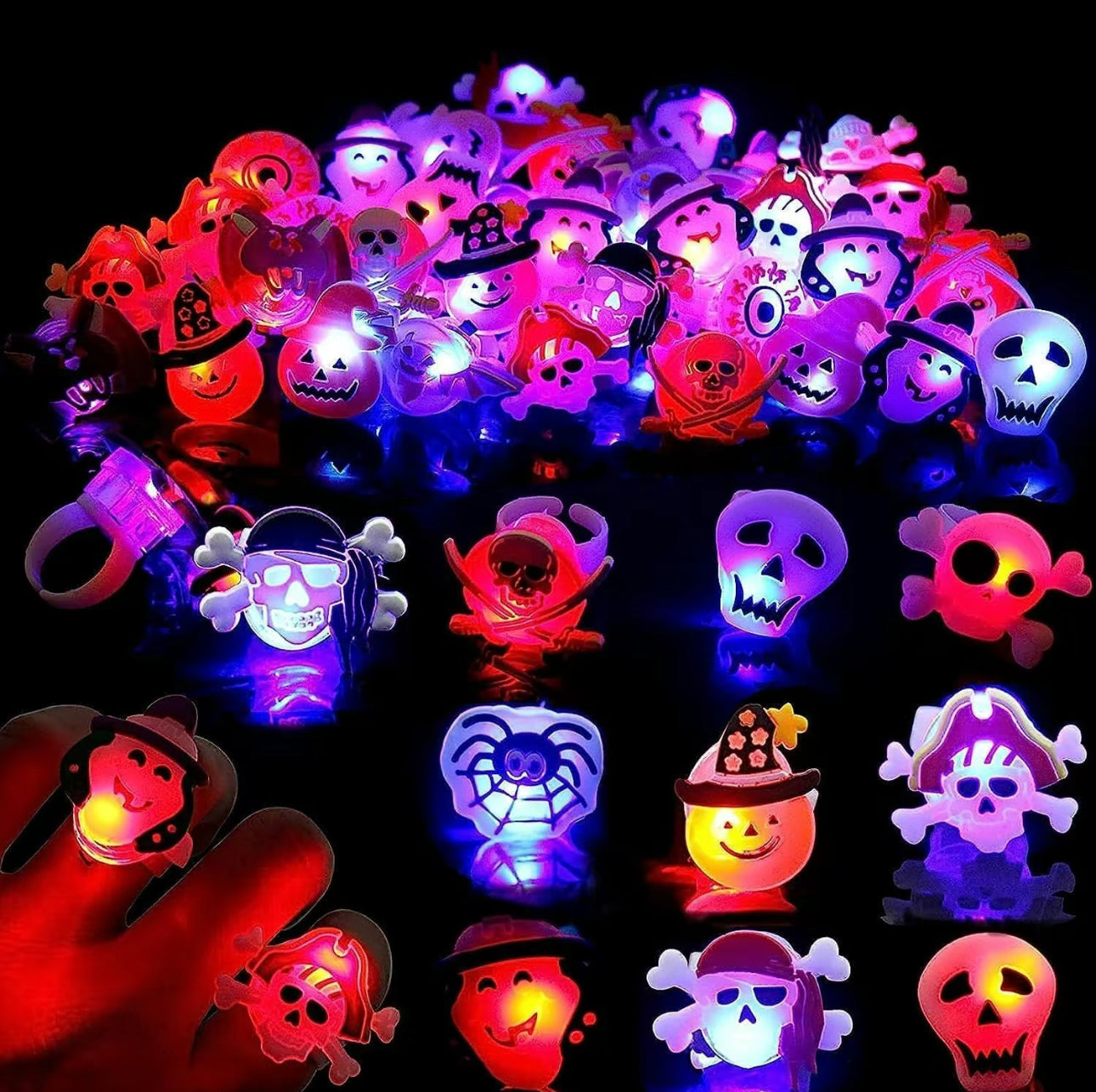 Bagues Halloween GlowFright - 50PCS Bagues LED Lumineuses