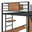 Twin Size Loft bed with L-shape Desk and Wardrobe, Black - Korvel
