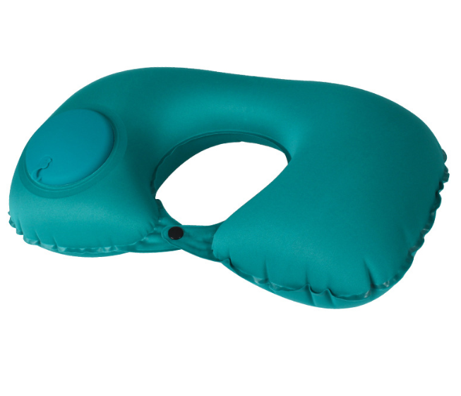 U Shape Neck Cushion Automatic Air Inflatable Pillow Compress Ring For Airplane Car Outdoor Travel - Korvel