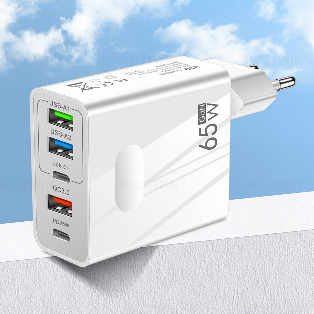 3.1A standard 65W fast charging mobile phone charger type-c PD+3USB multi port travel charging head - Korvel