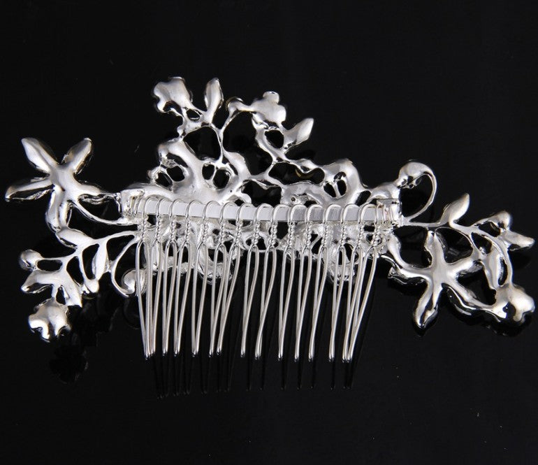 Hair comb, bridal rhinestone and pearl headdress, wedding dress accessories - Korvel