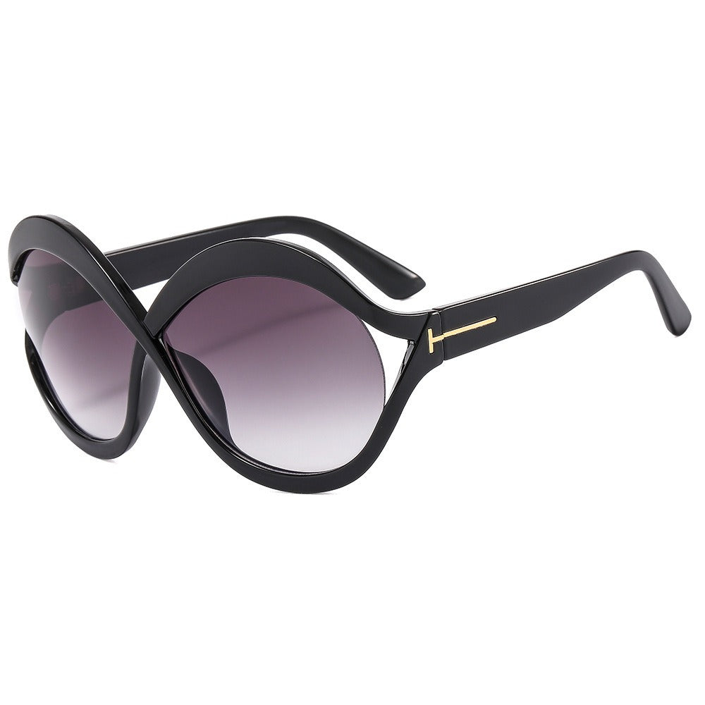 oversized round sunglasses for women leopard brown big frame sun glasses - Korvel