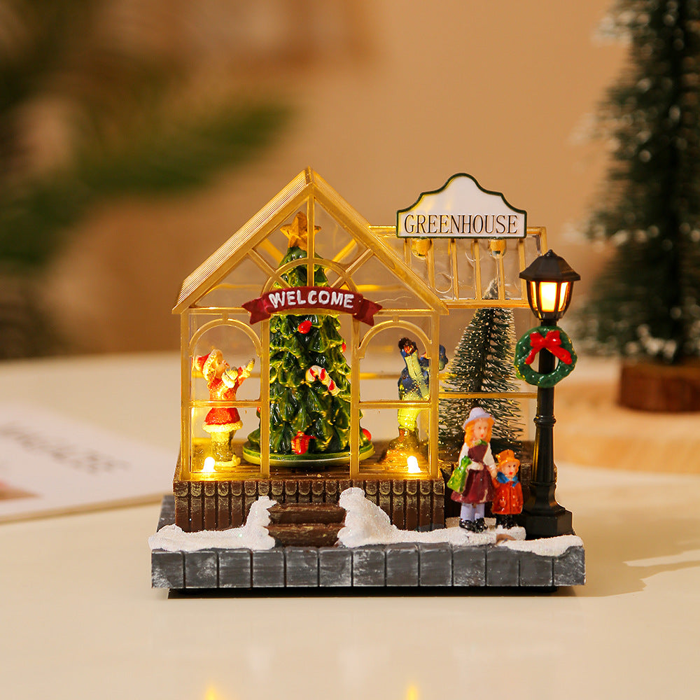 Christmas gifts, Christmas decorations, glowing music, houses, resin crafts, creative desktop ornaments - Korvel