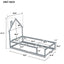 Lit simple taille jumeau en bois gris avec tête de lit en forme de maison