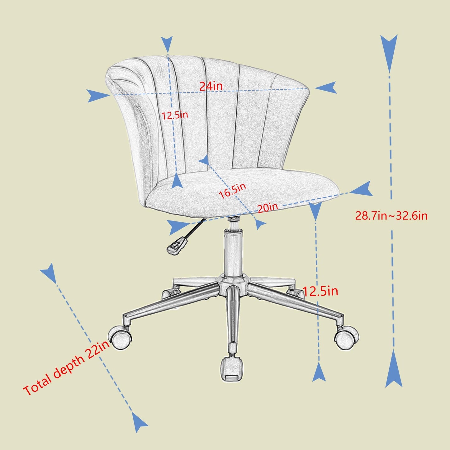Silla de Oficina en Forma de Flor de Terciopelo con Giro