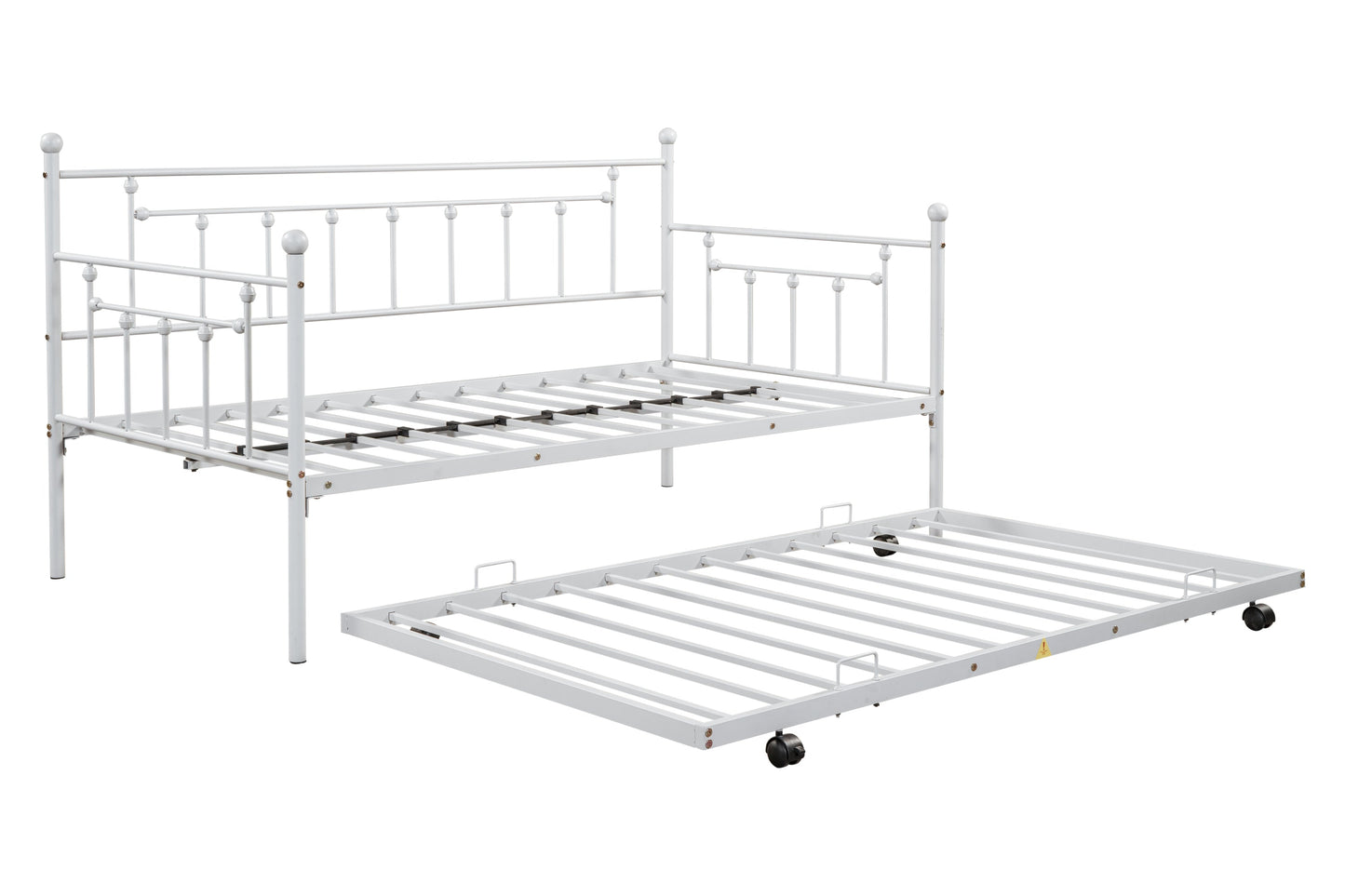 Light Grey Metal Double Bed with Trundle