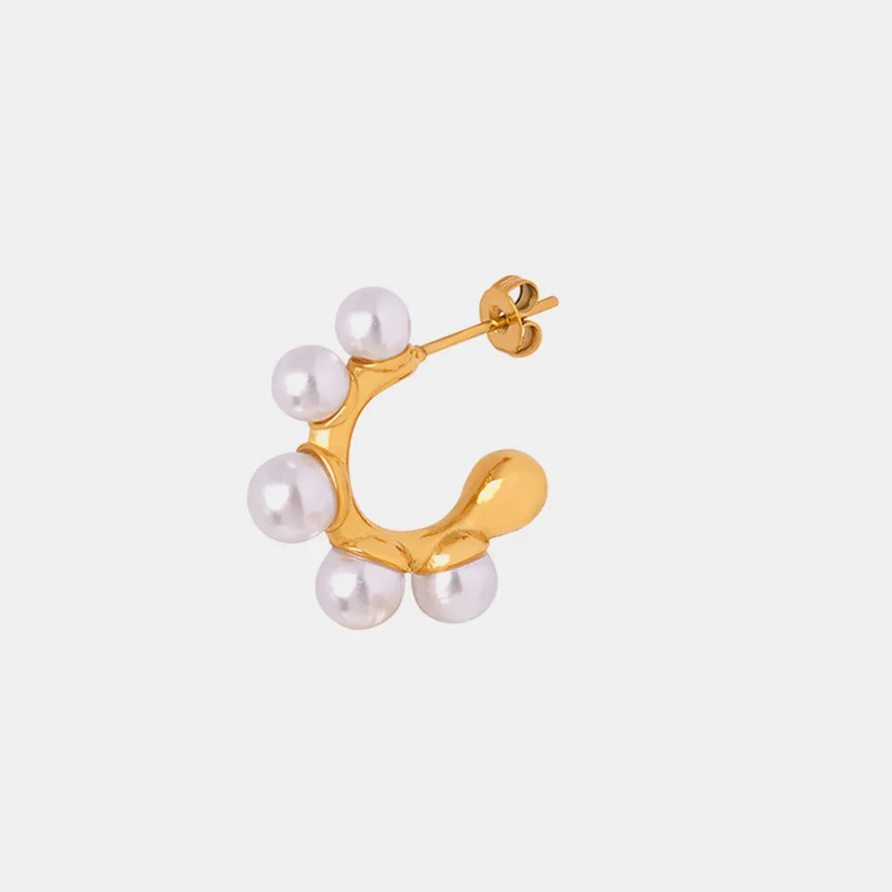 Boucles d'oreilles élégantes en perles synthétiques plaquées or 18K