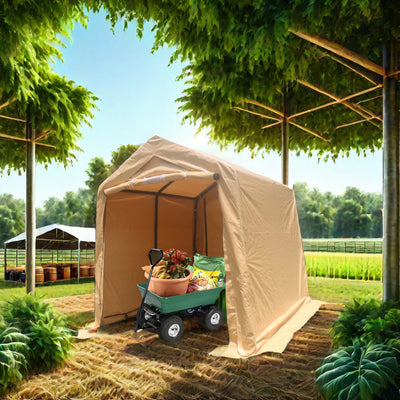 7x12ft Portable Gazebo Storage Shelter with Roll-Up Doors