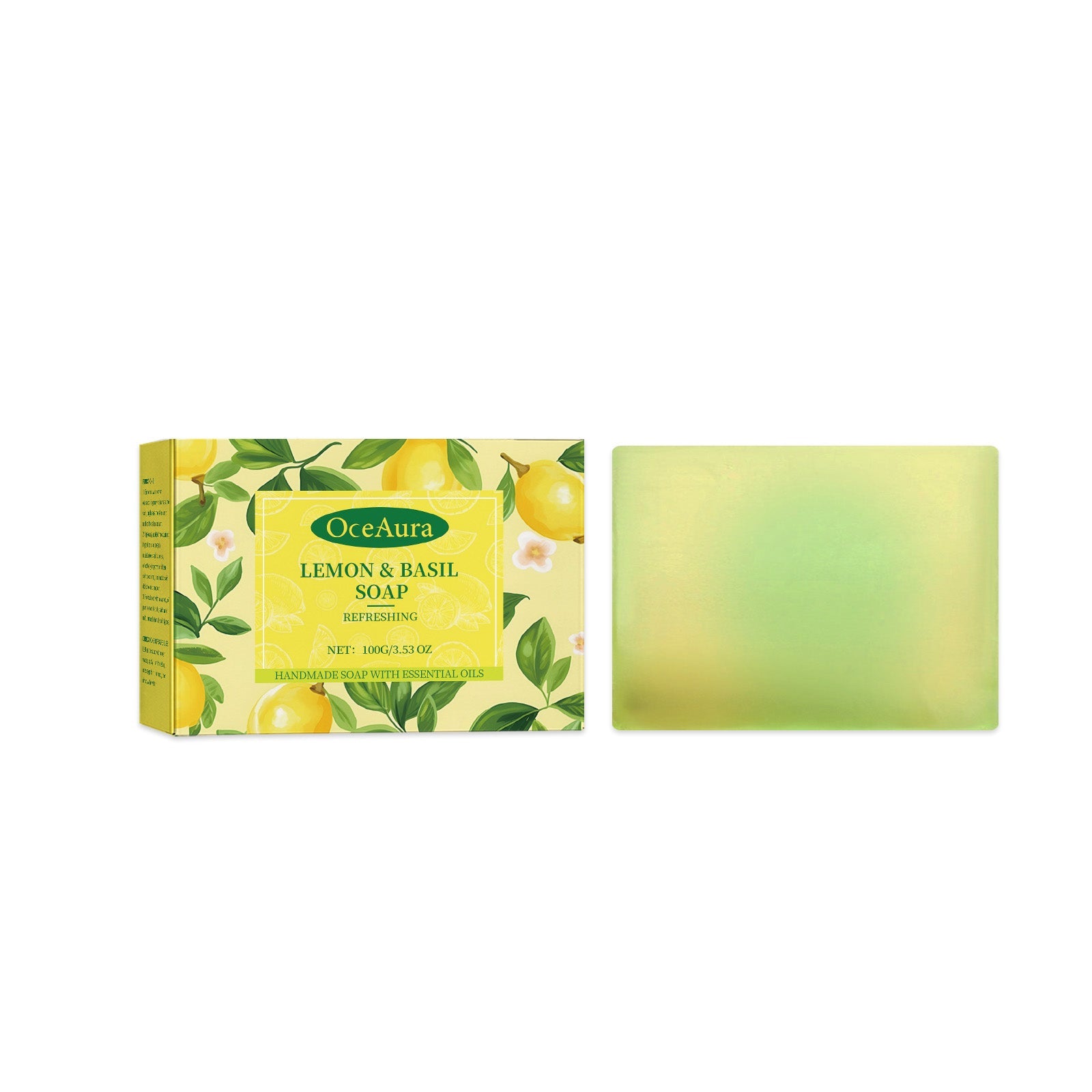 Lemon Refreshing Basil Soap Gently Cleanses Skin, Refreshing Pores, Tender Body Soap For Refreshing Bath - Korvel