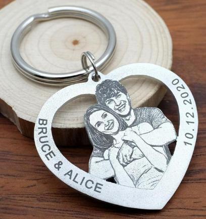 Family commemorative pet dog hang tag photo keychain couple photo titanium steel DIY necklace pendant customized - Korvel