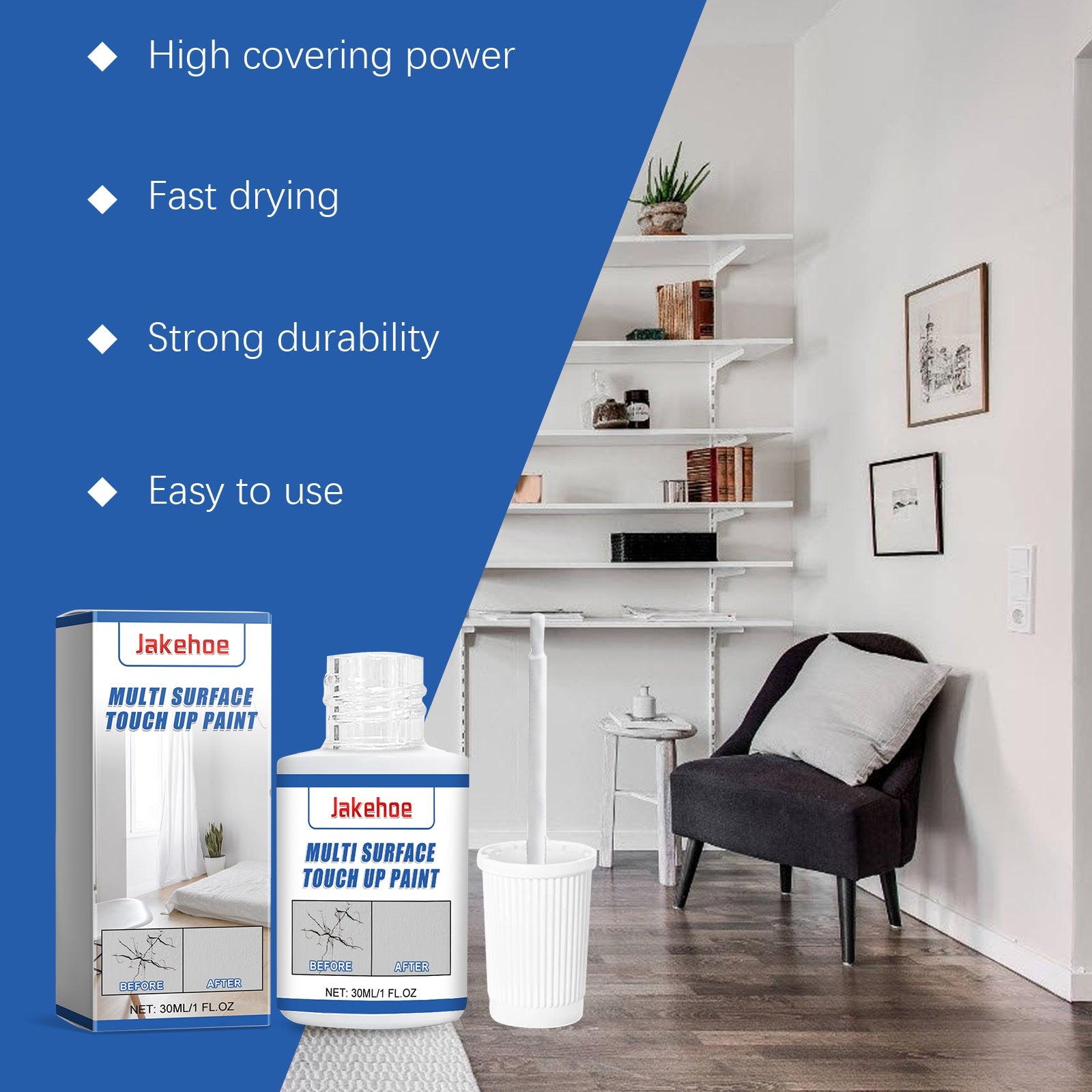 White Retouching Paint For Home Wall Damage Scratches Retreading Cover Multifunctional Waterproof Retouching Paint - Korvel