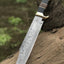 Legendary Crocodile Dundee Knife – 16” Handcrafted Damascus Steel Blade with Buffalo Horn or Leather Grip & Brass Guard + Leather Sheath - Korvel