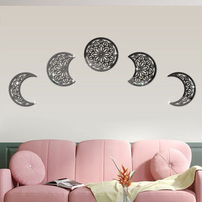 3D Moon Phase Acrylic Mirror Wall Sticker