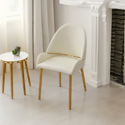 Dining Chair with PU Leather Beige color metal legs (Set of 2) - Korvel