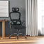 High backrest mesh office chair with 3D armrests, rotating computer task chair with adjustable 2D headrest, tilt function black - Korvel