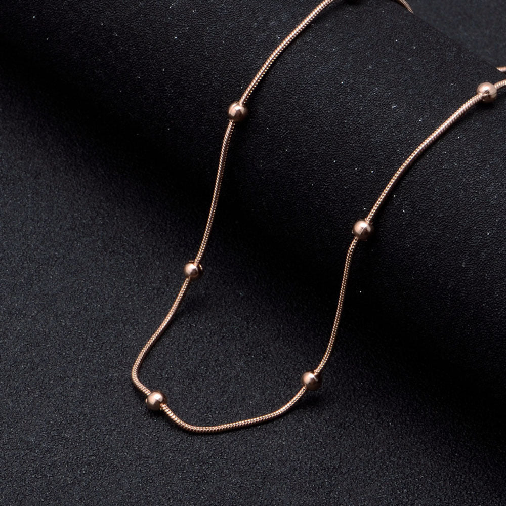 Fashion stainless steel round snake bag bead chain multi-color accessory chain necklace collarbone chain - Korvel