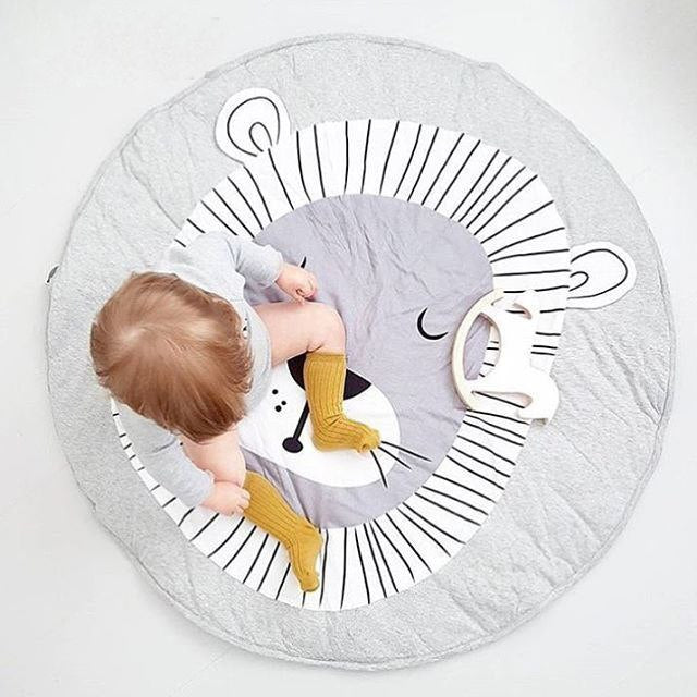 Alfombra de Juego de Algodón en Forma de Cisne de 90CM para Niños - Alfombra Redonda Suave