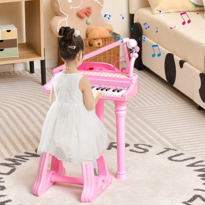 37 Keys Kids Piano Keyboard with Stool - Pink