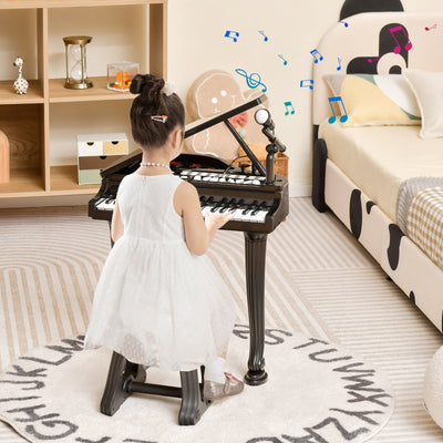 37-Key Kids Piano Keyboard with Stool - Black