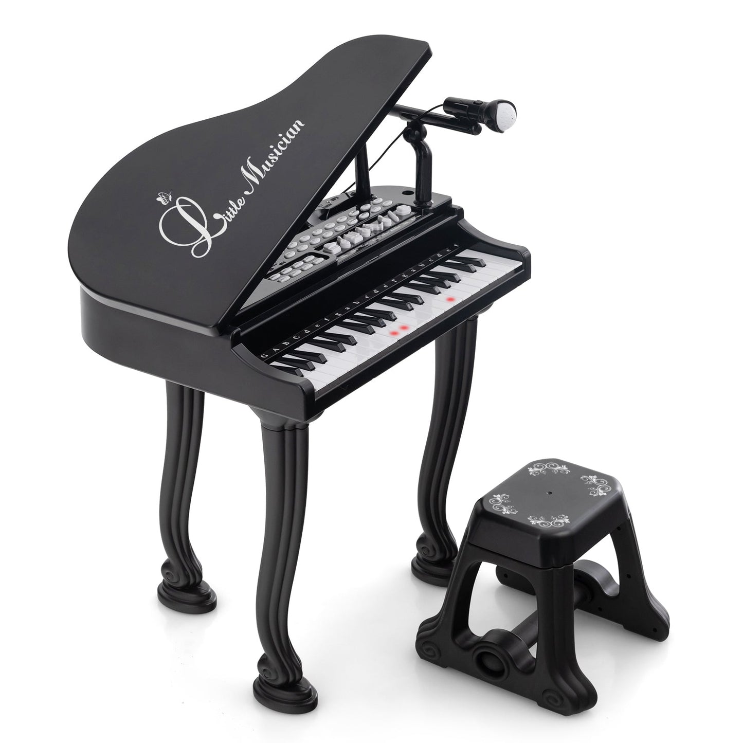 37-Key Kids Piano Keyboard with Stool - Black