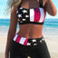 Patriotic American Flag Print Criss Cross Bikini Set
