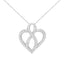 Collar con colgante de corazón y cinta de diamantes en oro blanco de 14K