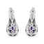 Boucles d'oreilles en argent sterling .925 avec améthyste naturelle ovale et accents de diamant
