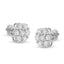 Boucles d'oreilles en diamant en cluster floral en or blanc 14K