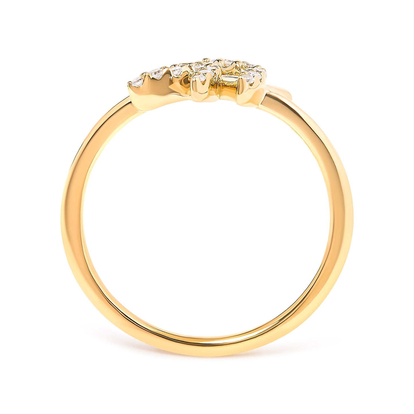 10K Yellow Gold Diamond Leaf and Branch Ring - Size 7