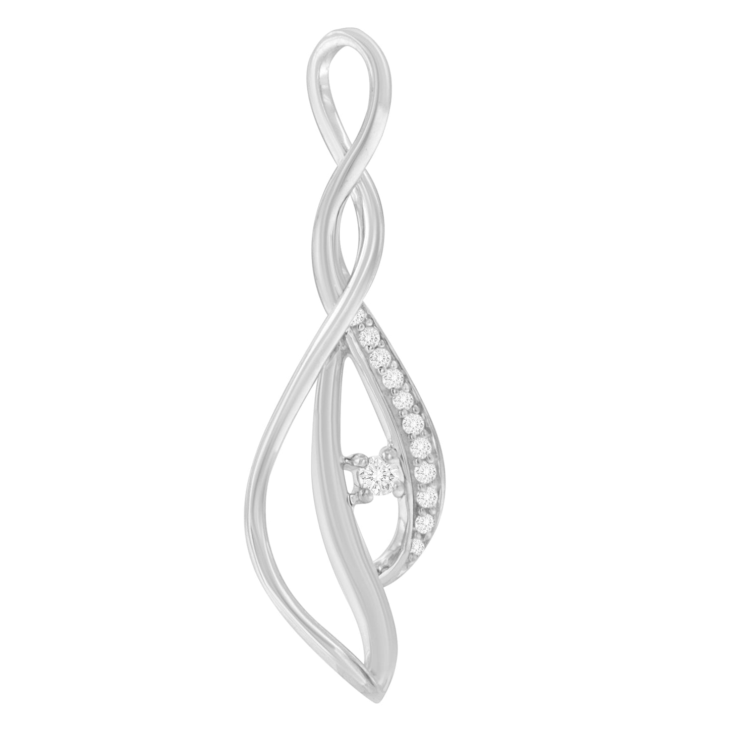 Collier Pendentif Twist Ouvert Cascade Espira en Or Blanc 10K Accentué de Diamants
