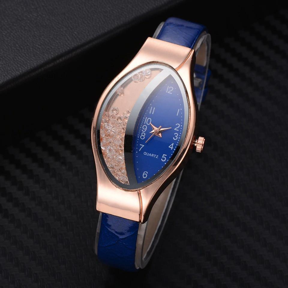 Montre de luxe élégante pour femmes avec bracelet en cuir