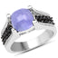 Bague en argent sterling avec tanzanite véritable de 3,20 carats et spinelle noir