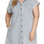 Vestido Camisero de Talla Grande en Azul Grisáceo