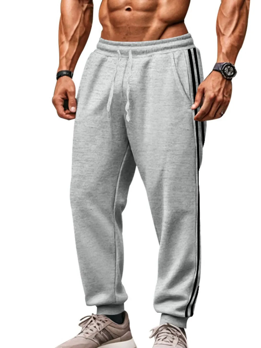 Pantalons de survêtement à cordon pour hommes grandes tailles avec poches