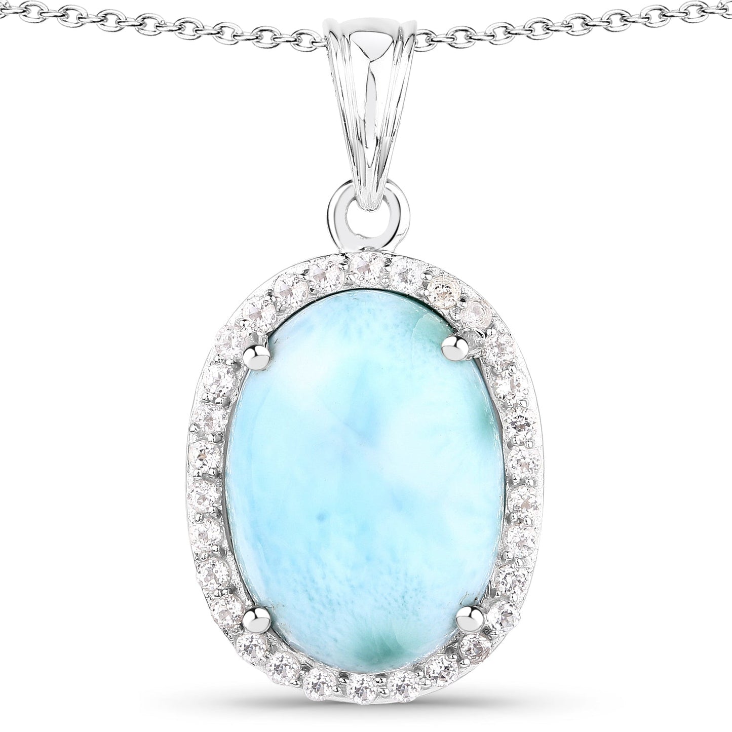 Colgante de Larimar y Topacio Blanco de 13.55 Quilates en Plata Esterlina