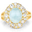 14K Yellow Gold Plated Aquamarine & White Topaz Ring