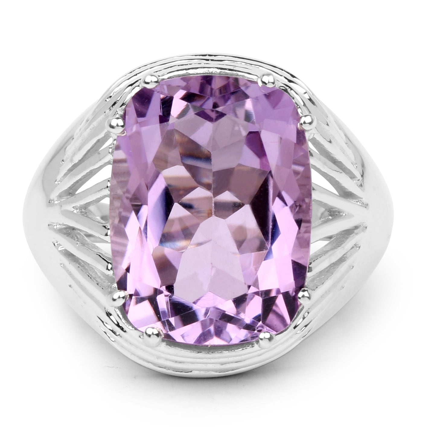 Bague en argent sterling avec améthyste véritable de 10,02 carats